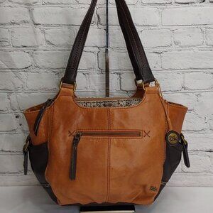 'THE SAK' 'KENDRA' LEATHER SATCHEL DOUBLE STRAP HANDBAG SNAKESKIN DETAIL